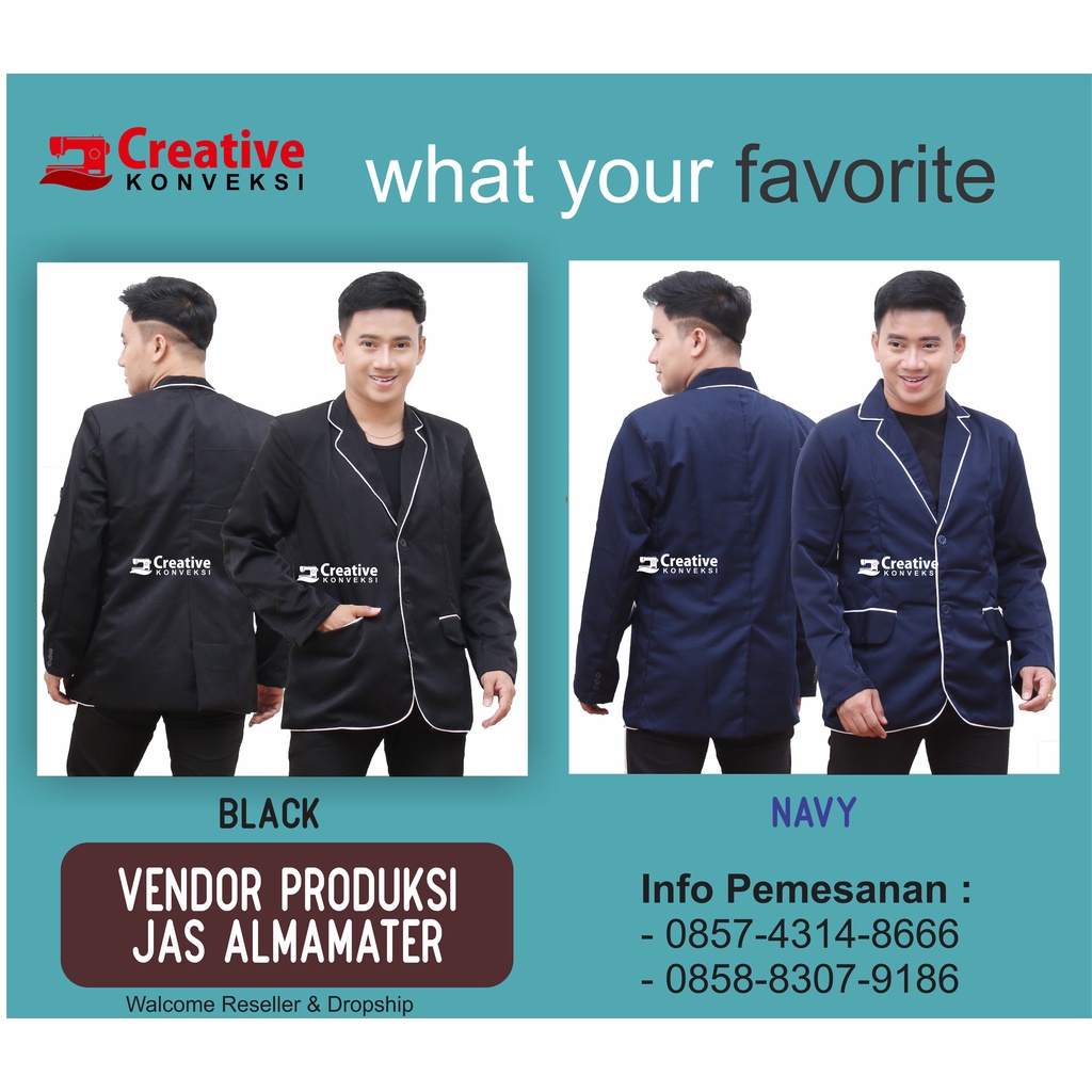 (BISA COD) konveksi Jas Almamater NAVY &amp; WARNA HITAM / Full Puring / Jas Mahasiswa / Varian Harga