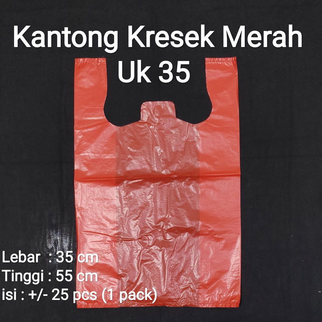 Khusus GOSEND/GRAB | Kantong Kresek Merah (semua Ukuran) Kantong Plastik Merah UK 17-24-28-35-40-50