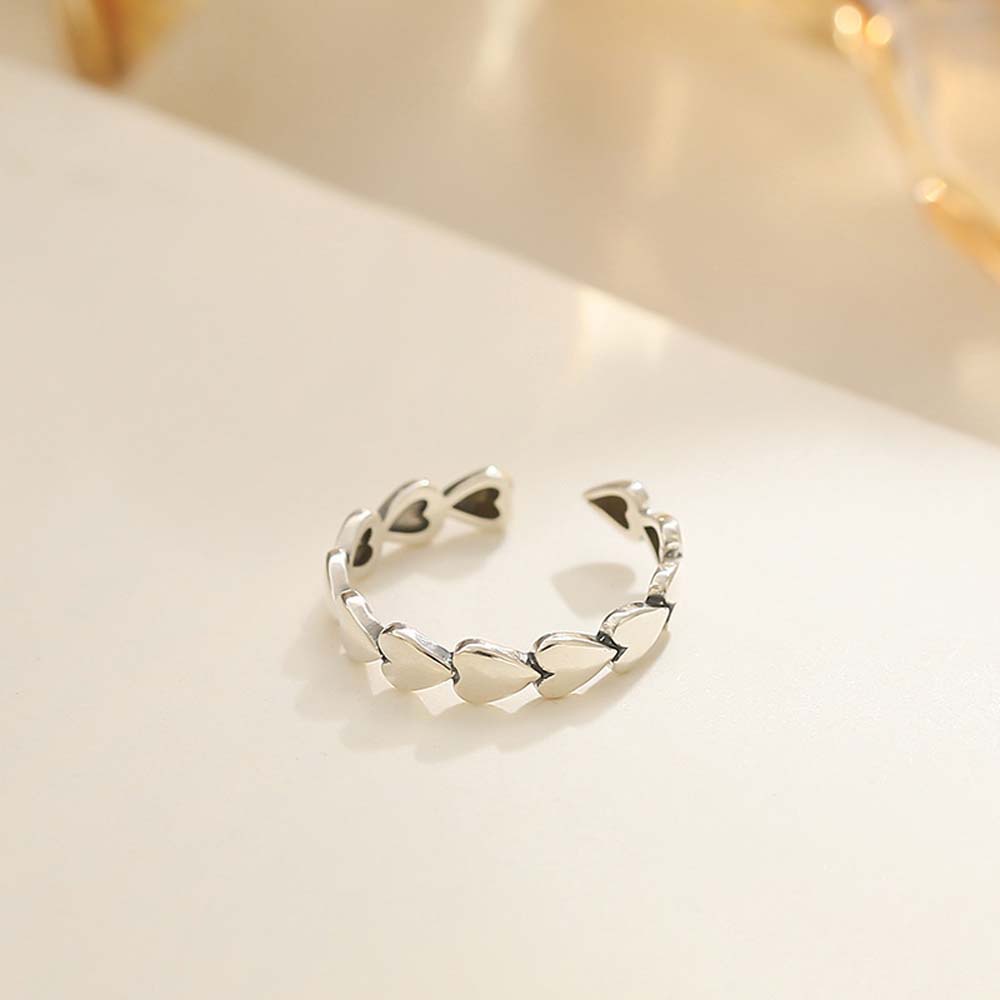 MXBEAUTY Simple Heart Rings Retro Fashion Jewelry Open Ring Wild Hollow Love Korean Personality Girls Copper