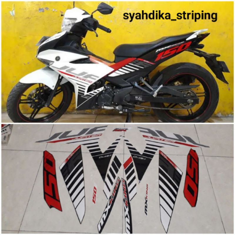 STIKER STRIPING LIS BODY YAMAHA MX KING 150 JUPITER MX KING 150 2015 2016 PUTIH HITAM