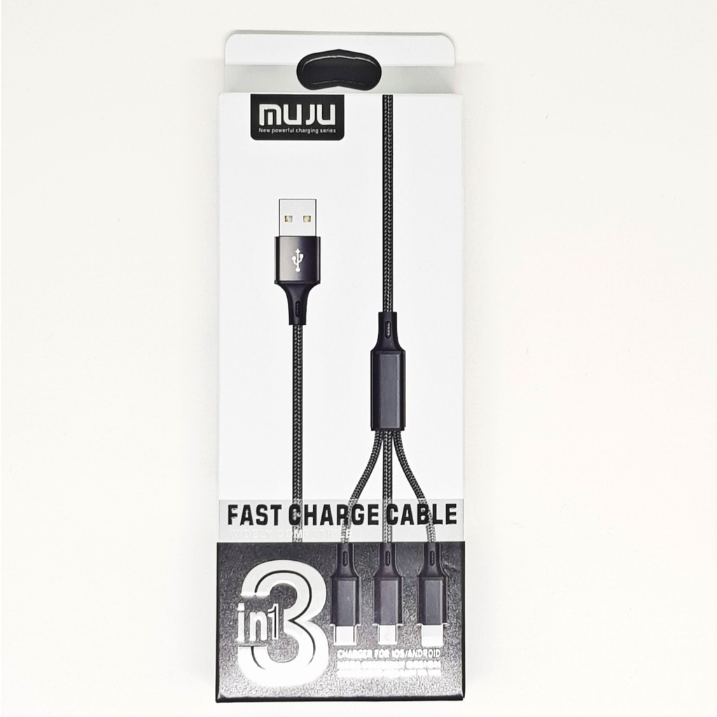 SKU-1120 KABEL USB MICRO + TYPE-C + LIGHTNING 3IN1 1M MUJU MJ-33 MJ33