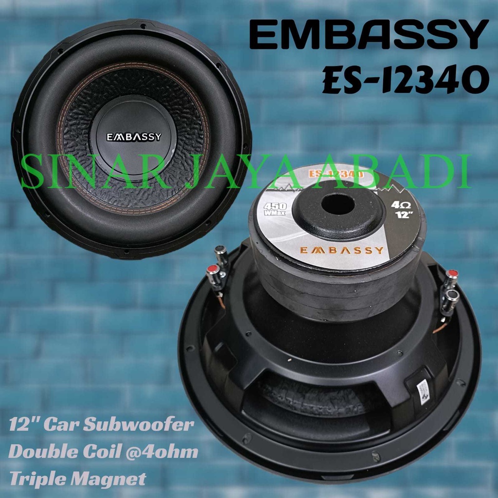 SPEAKER Subwoofer MOBIL Embassy Triple Magnet ES12340 ORIGINAL