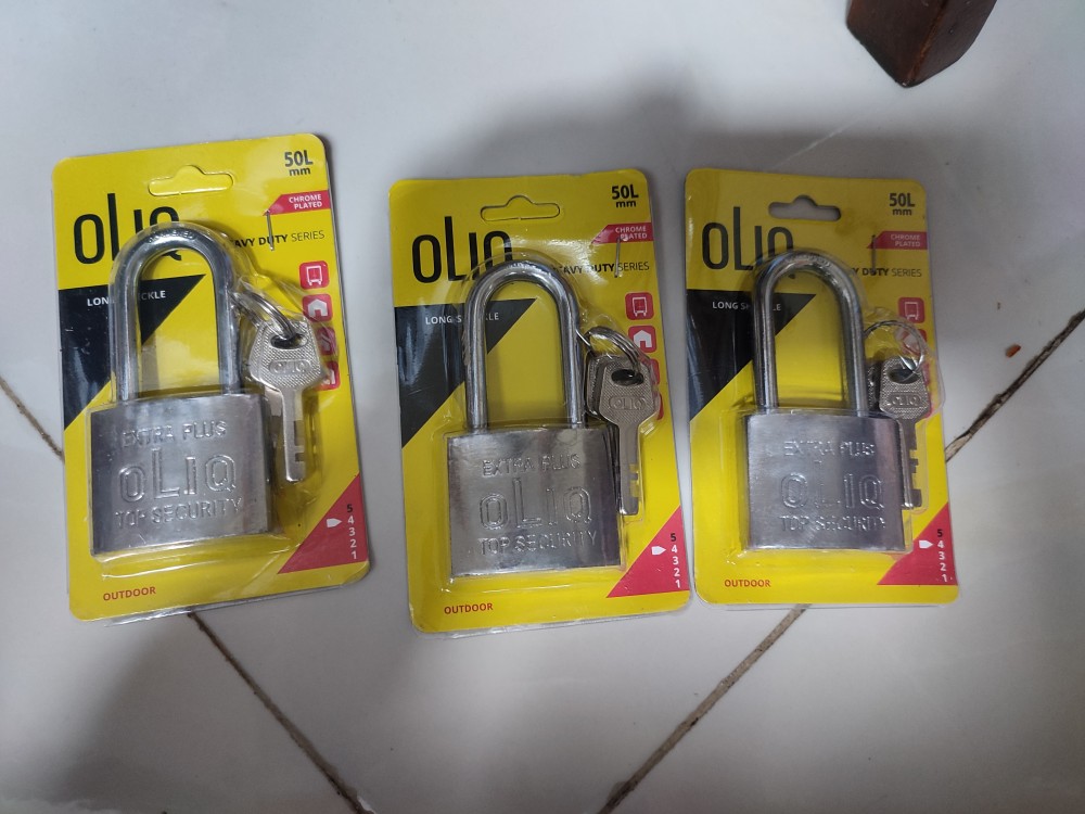Gembok Pagar Rumah Gembok Putih Merk Oliq 40mm 50mm Gembok Leher Panjang Kunci Pagar Anti Maling