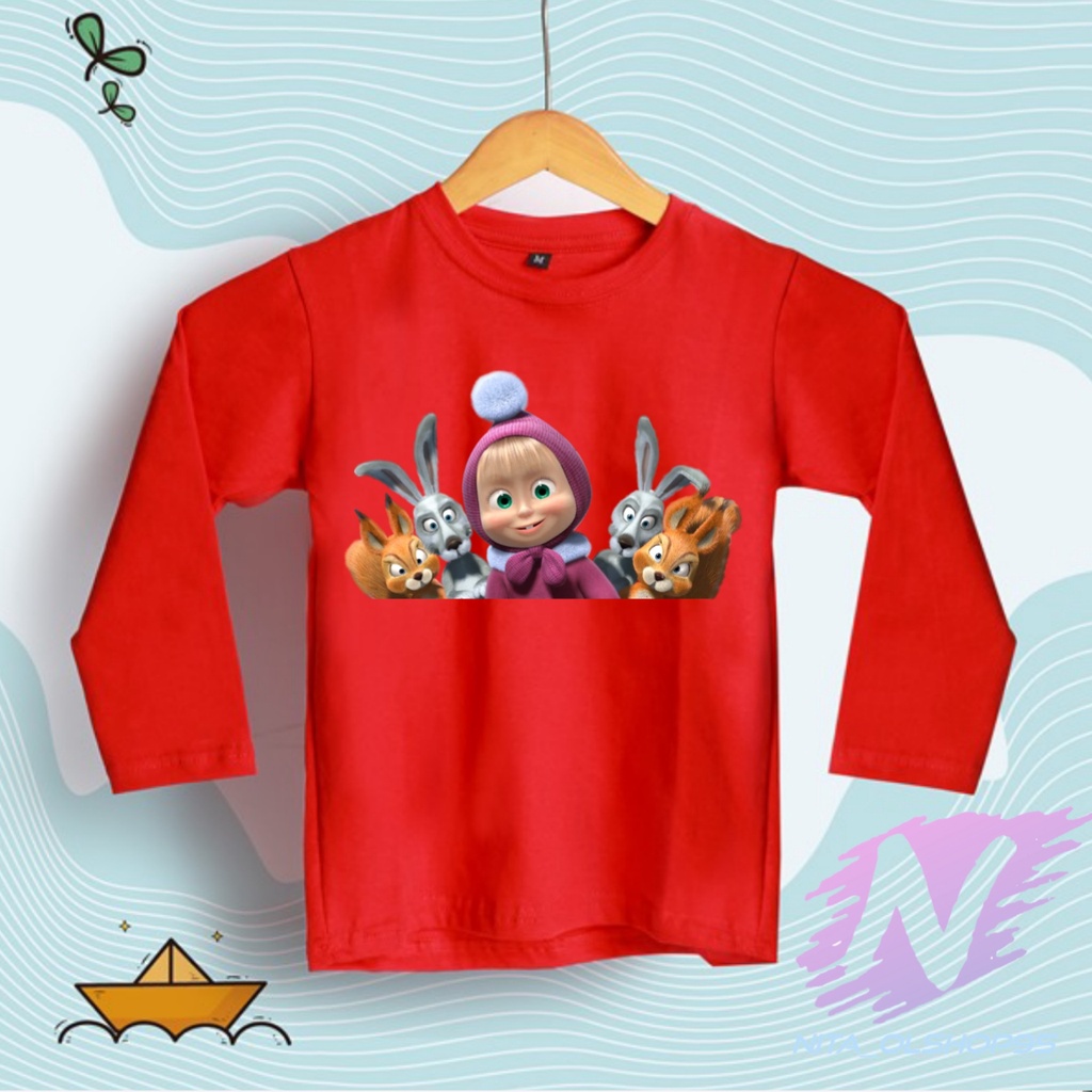 kaos marsha and the bear baju kaos anak lengan panjang marsa dan teman teman