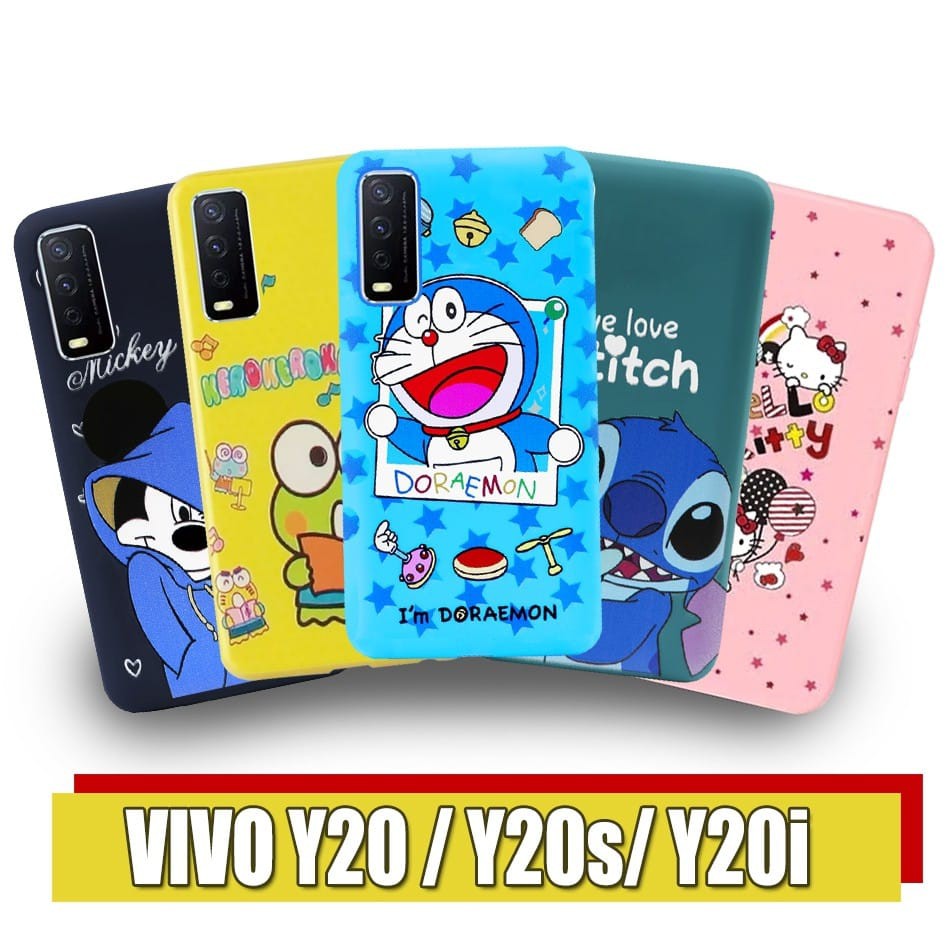 3D Case Vivo Y20 Y20i Y20S Y12S Y30 Y30i Y50 Karakter Doraemon Stitch Hello Kitty Mickey Mouse