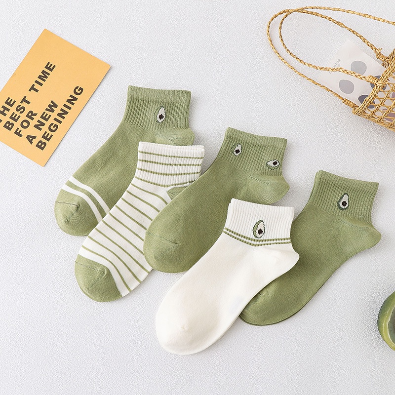 BEE - Kaos Kaki Pendek Semata Kaki Ankle Cute Short Socks Motif Avocado SC-13