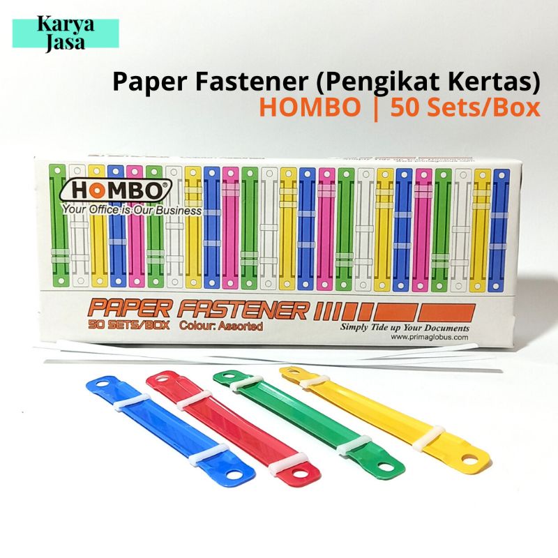 

HOMBO Paper Fastener 50 Sets/Box | Pengikat Kertas Bahan Plastik