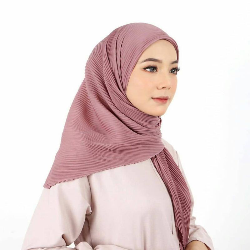 HIJAB PLISKET SQUARE / PLISKET SEGIEMPAT / HIJAB PLISKET SEGIEMPAT VOAL-Rose Pink
