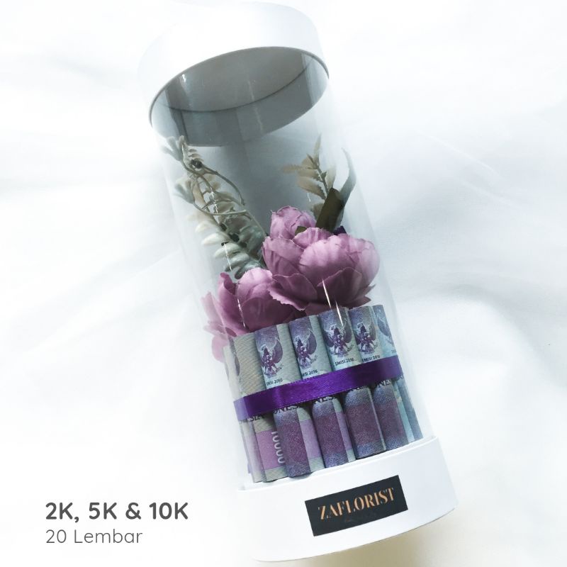 

MONEY FLOWER ROUND BOX - GIFT BOX MONEY 20 LEMBAR - ROUND BOX 2-10K