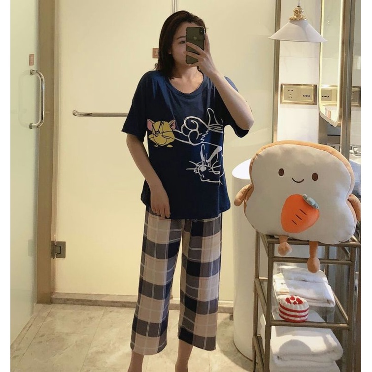 Stelan Oversize 7/8/Cp stelan Wanita Korean style/Piyama Import Wanita BT21 Tata RJ Cooky BTS C12-C1