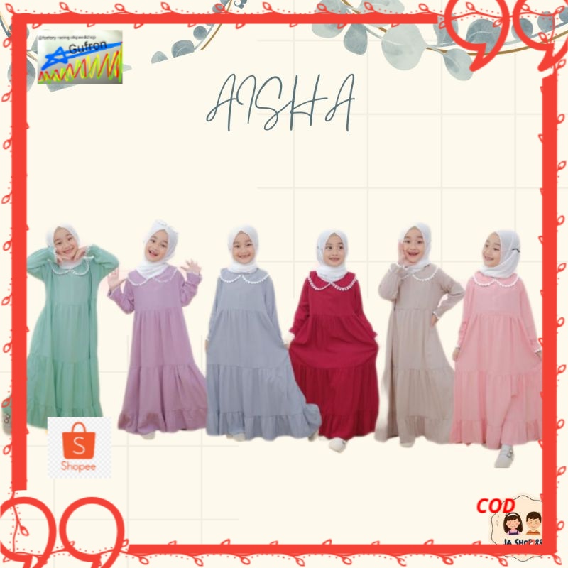 GAMIS ANAK PEREMPUAN USIA 6-10 TAHUN RAYON CRINKLE AISHA