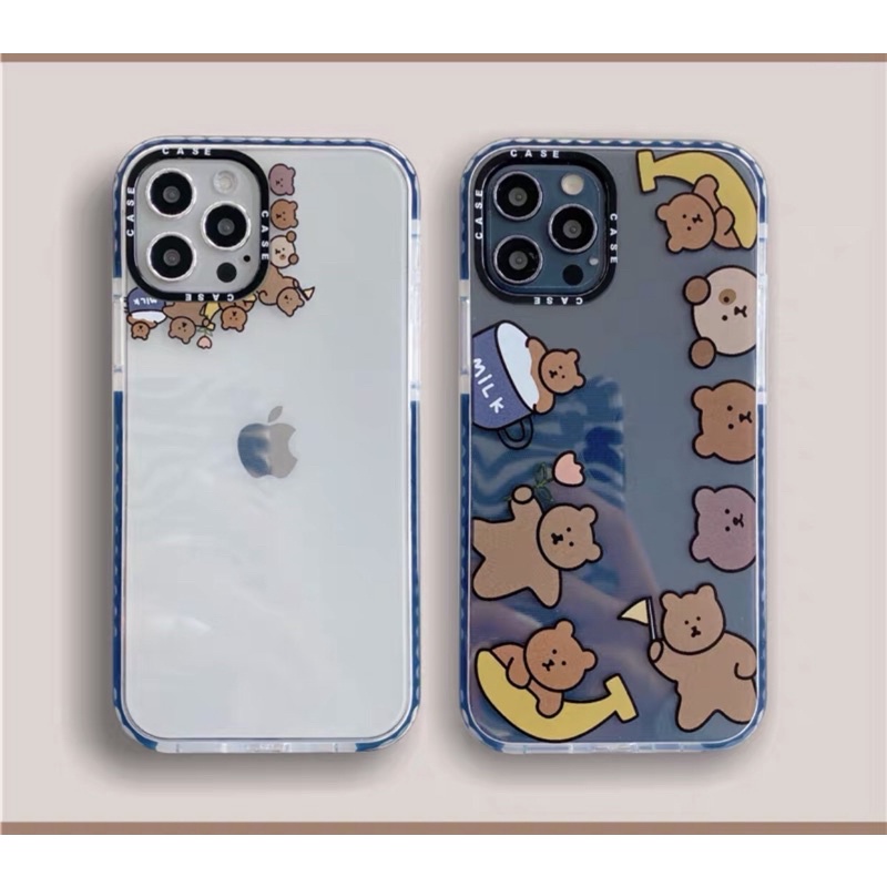 Cute Brown Bear Transparan Softcase Polos iphone 7/8+ XS XS Max XR 11 Pro Max 12 Pro Max