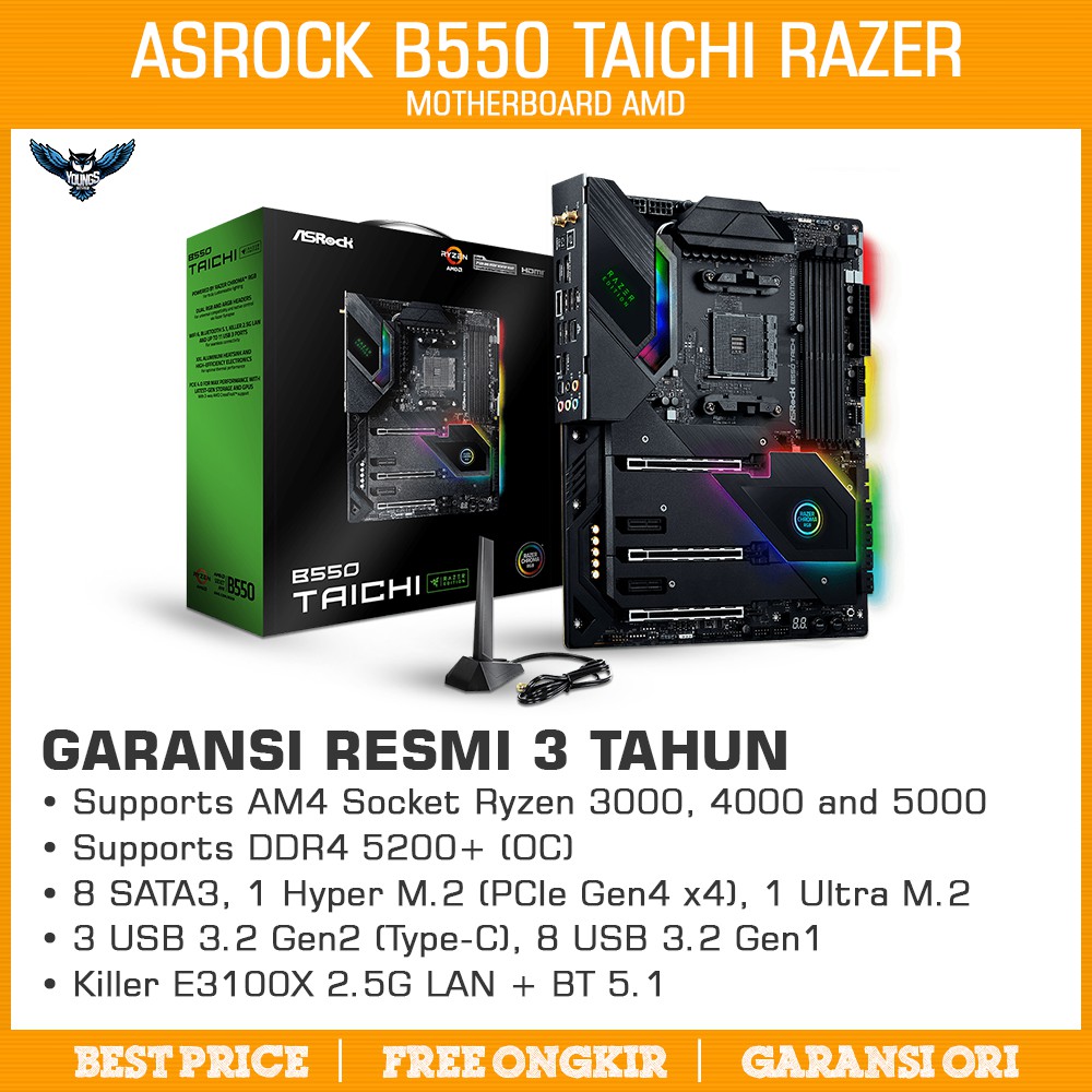 ASROCK B550 TAICHI RAZER EDITION AM4 ATX DDR4 MOTHERBOARD AMD