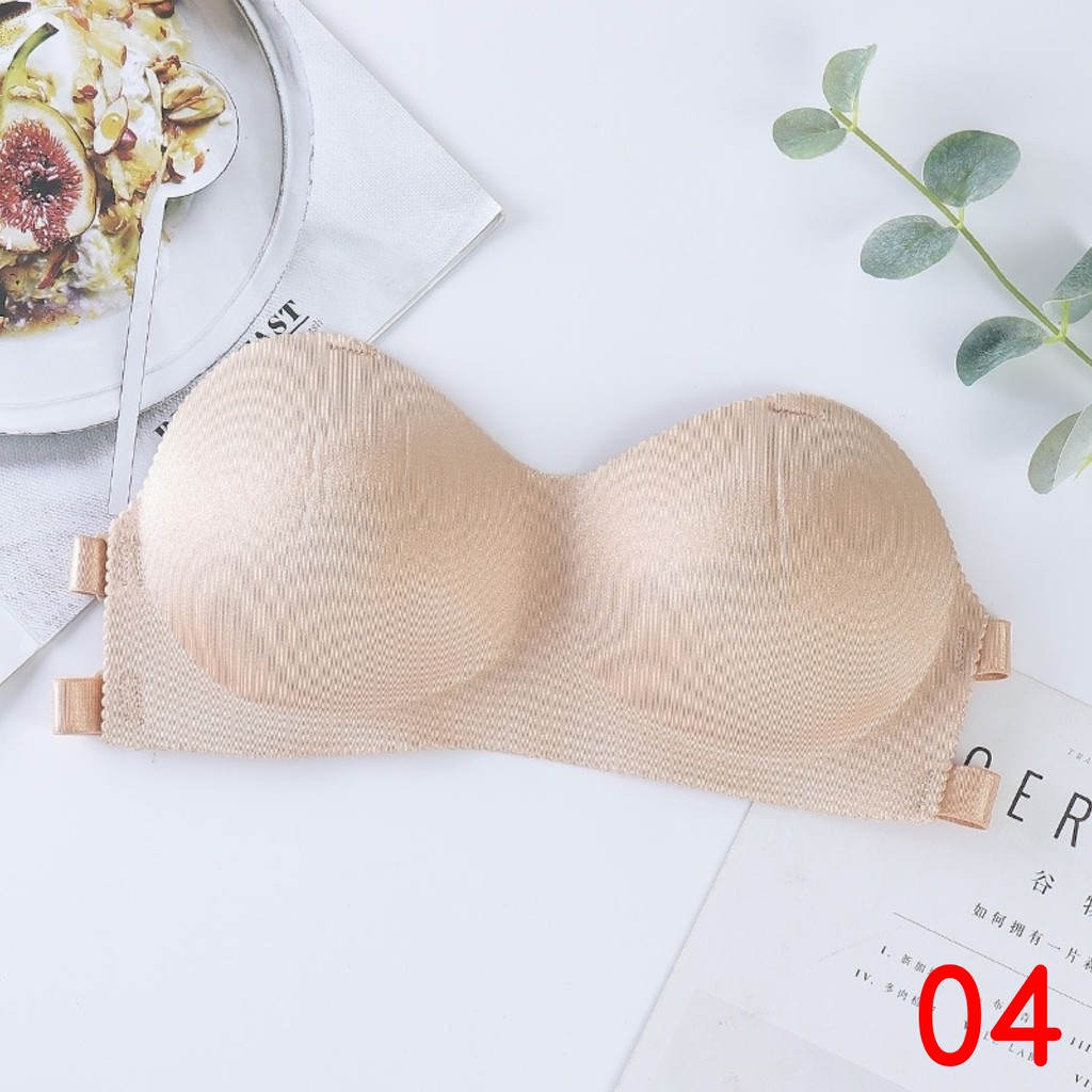 Blackpink Bra Push Up Model Backless BH Tanpa Tali Polos Gaya Korea Untuk Wanita 1002-CREAM