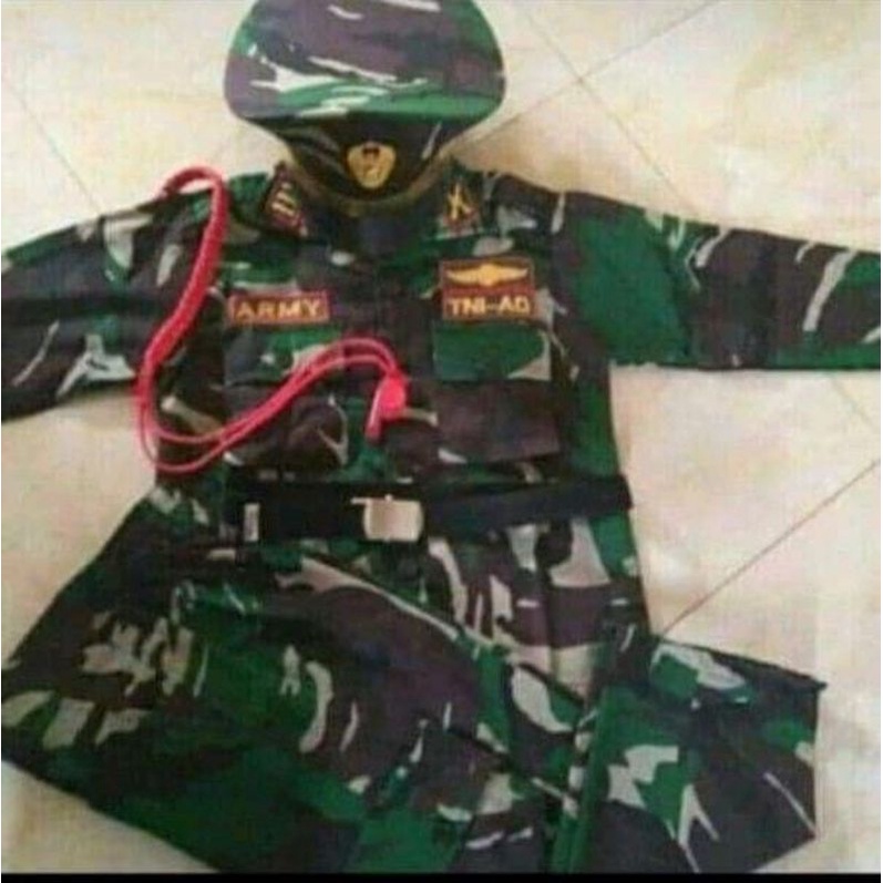 BAJU SERAGAM TENTARA ANAK LAKI DAN PEREMPUAN | SETELAN KOMPLIT | BAJU SERAGAM TNI  ANAK  | KOSTUM KARNAVAL | SERAGAM TNI ANAK