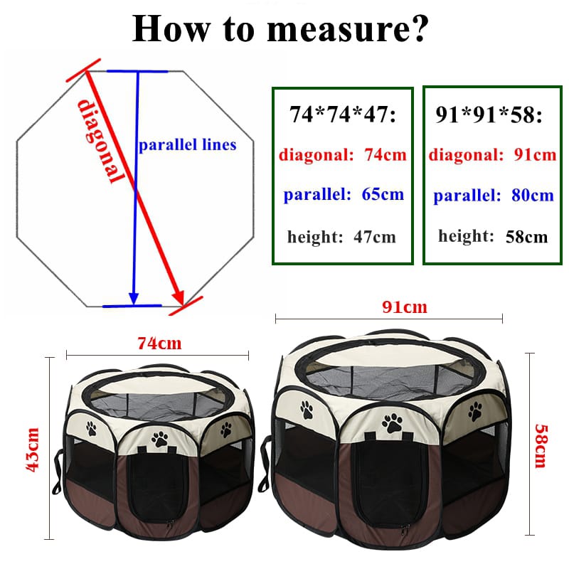 Kandang Lipat Tenda Hewan Big Size Portable Pet Cage Folding Pet Tent Octagonal-6