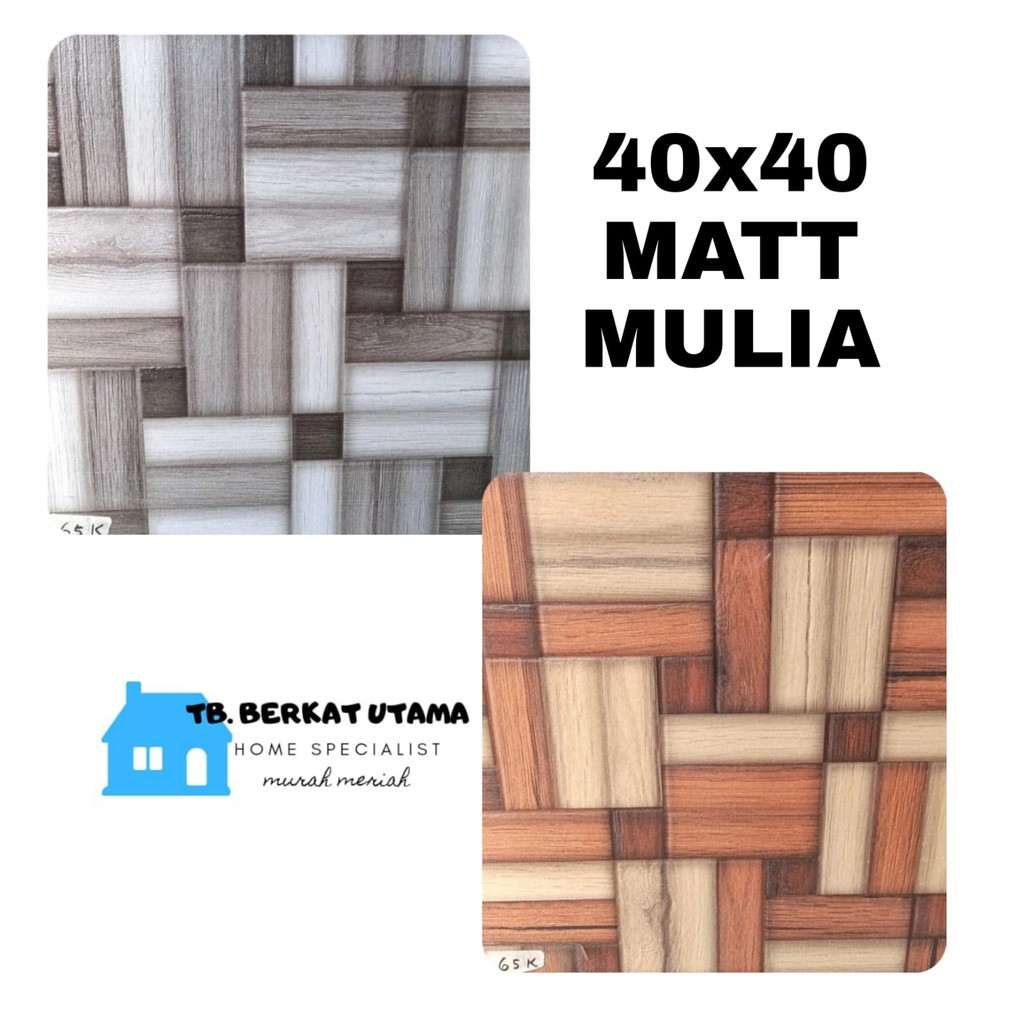 KERAMIK LANTAI 40X40 MATT KASAR COKELAT ABU MOTIF KAYU ANYAMAN