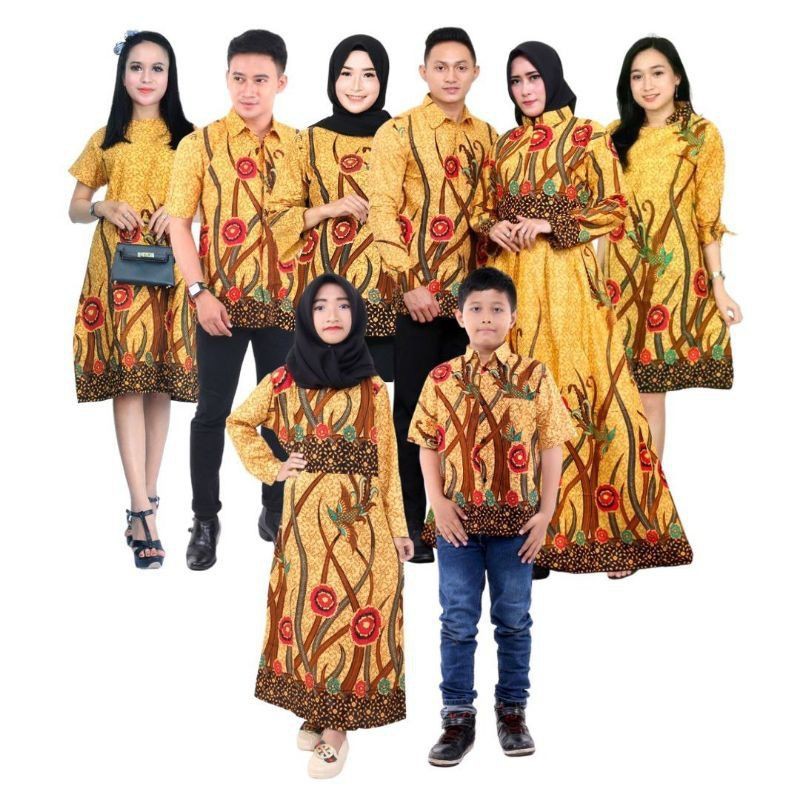 COUPLE KELUARGA BATIK SARIMBIT MOTIF ILALANG KUNING