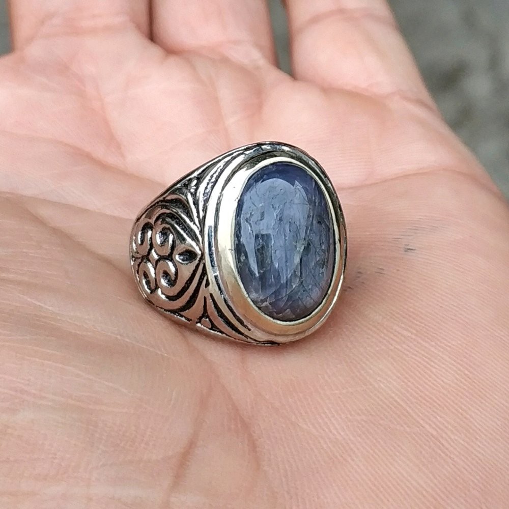 CINCIN BATU PERMATA NATURAL WHITE STAR SHAPPIRE 6 STAR CORUNDUM KANTORAN SIZE FREE MEMO