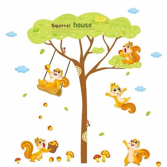 Wall Stiker / Wallstiker / Wall Sticker / Dinding Squirrel House