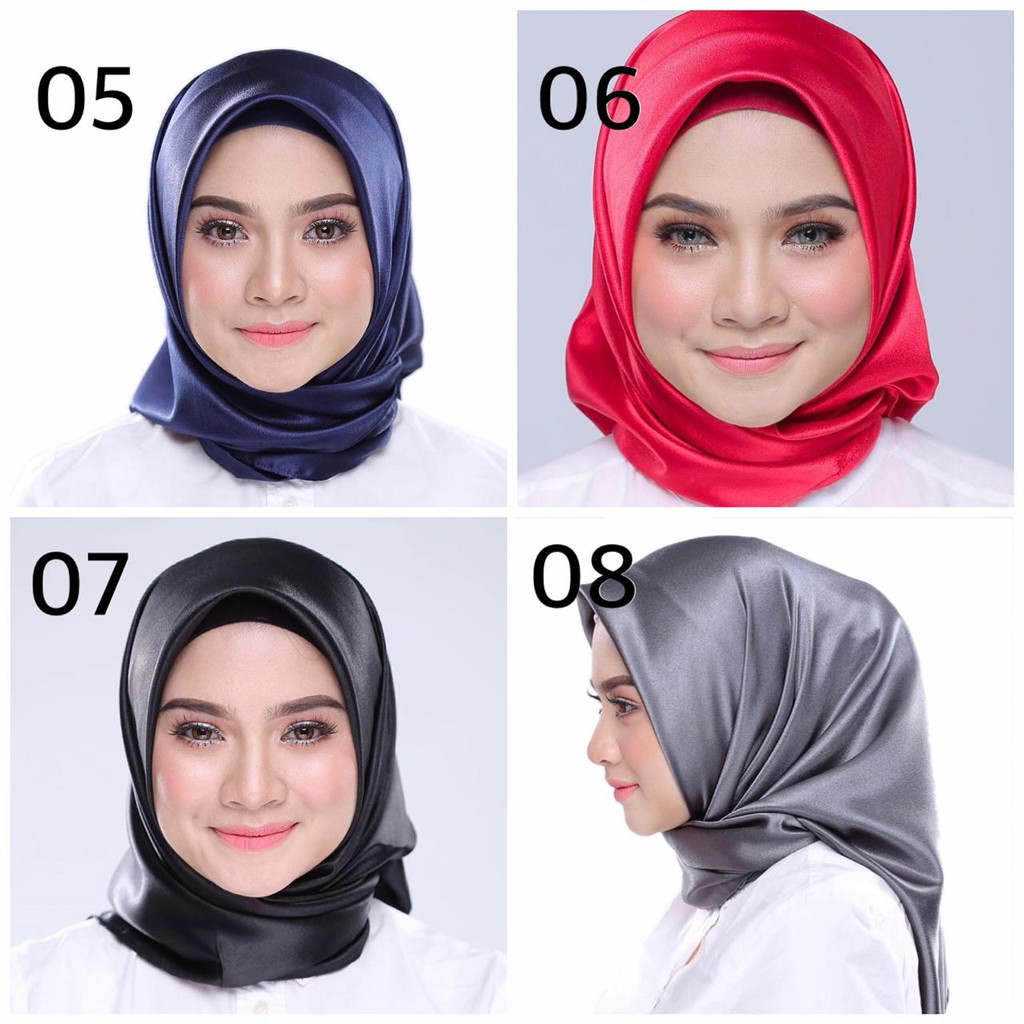 Import JILBAB/HIJAB Segi 4 POLOS SATIN Bahan lembut dan adem dipakai Kode SS-JB001