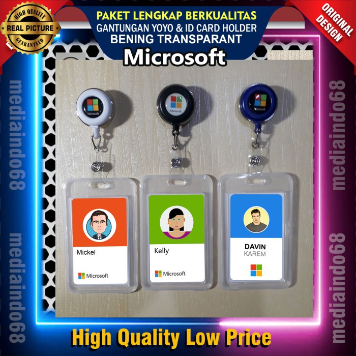 

Cuci Gudang Id Card Holder Transparant+ Gantungan Yoyo Id Logo Microsoft Berkualitas