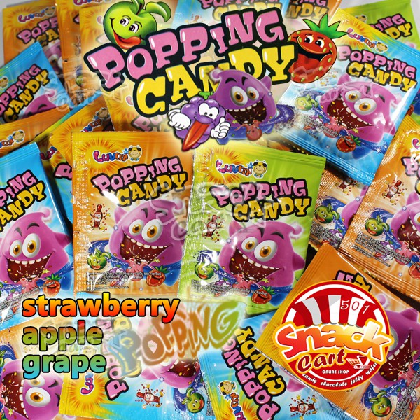 

Popping Candy Fruit Permen Cola Rasa Buah Anggur Stroberi Apel