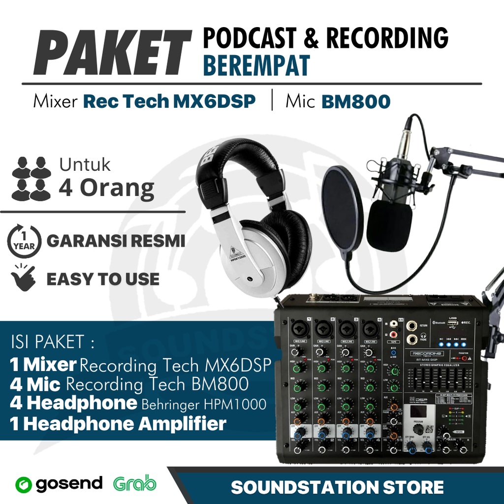 Paket Podcast 4 Orang Murah Bergaransi Original Mic BM-800 | BM800-1