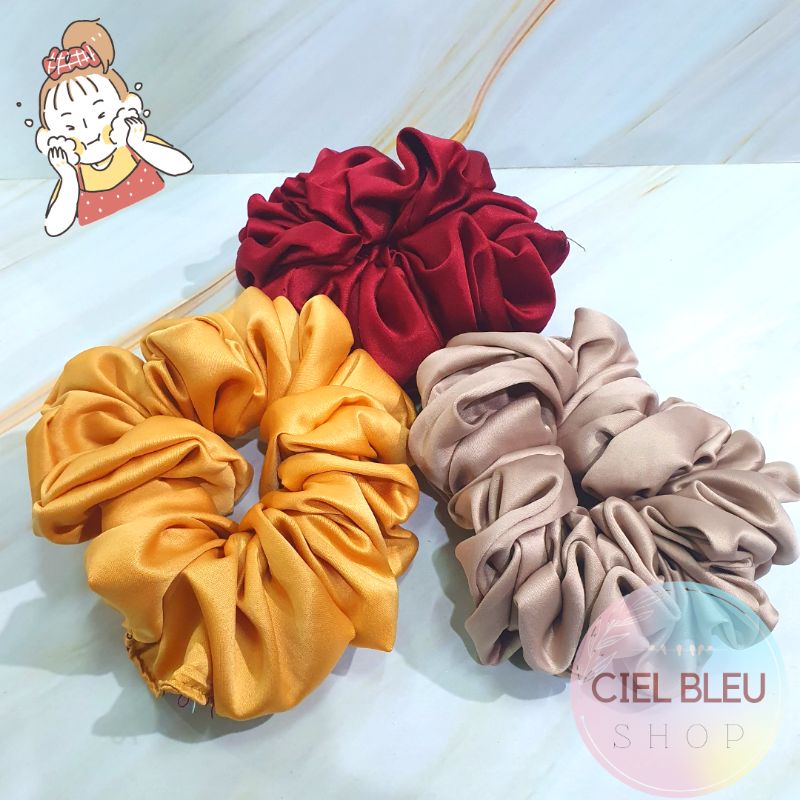 Scrunchie JUMBO Glossy / Ikat Cepol Hijab Soft Colour / CIEL BLEU SHOP