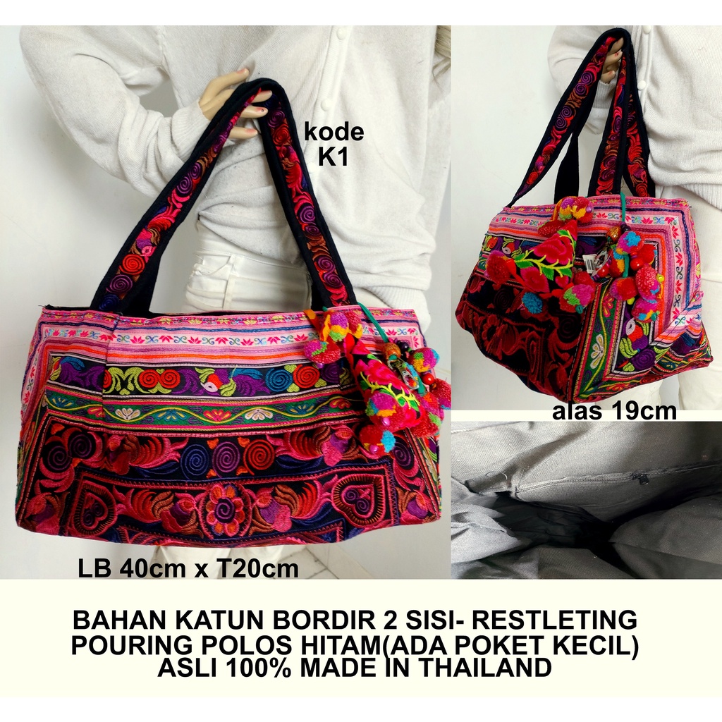 tas bordiran import/tas thailand/tas slempang/tas etnik/clutch/tas pingang/dompet/tote bag/top handl
