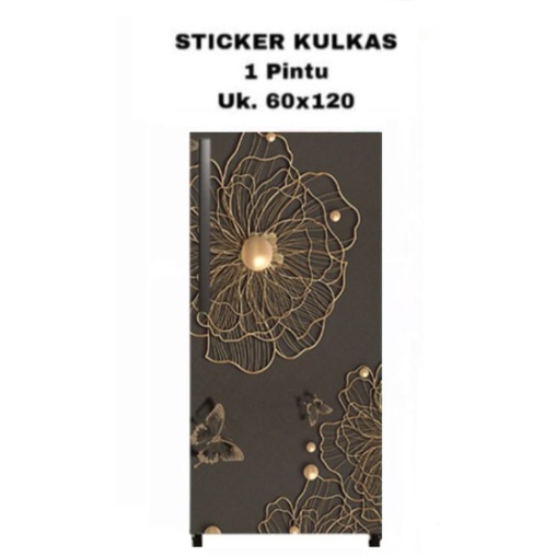 Stiker Kulkas 1Pintu Motif Bunga Rotan