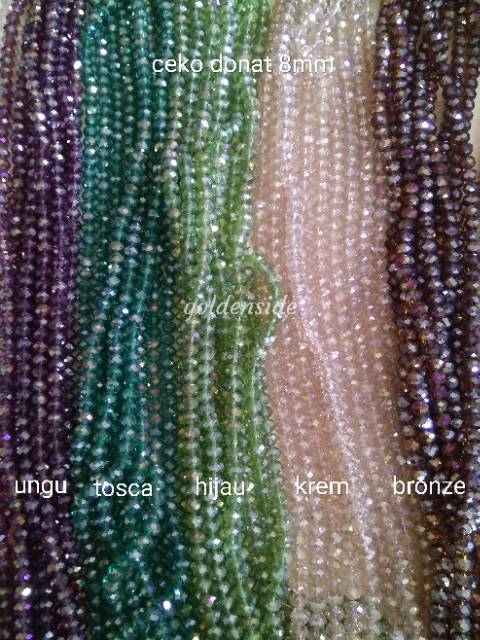 Kristal ceko donat 8mm manik Crystal ceko gepeng 8mm /string