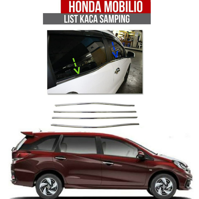 List kaca samping PELIPIT PINTU  SEMUA MOBIL HONDA MOBILIO / BRV BR-V PLASTIK CROME CHROME TEMPEL