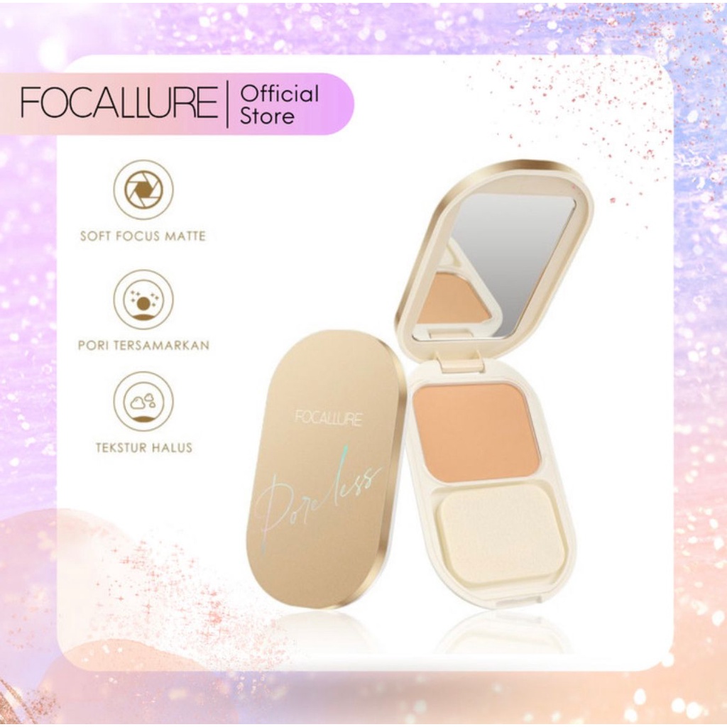 Focallure FA206 #GoldenAge Tahan Air Bedak Padat Matte Pressed Powder Tahan Hingga 12 Jam Compact Powder FA 206 Golden Age