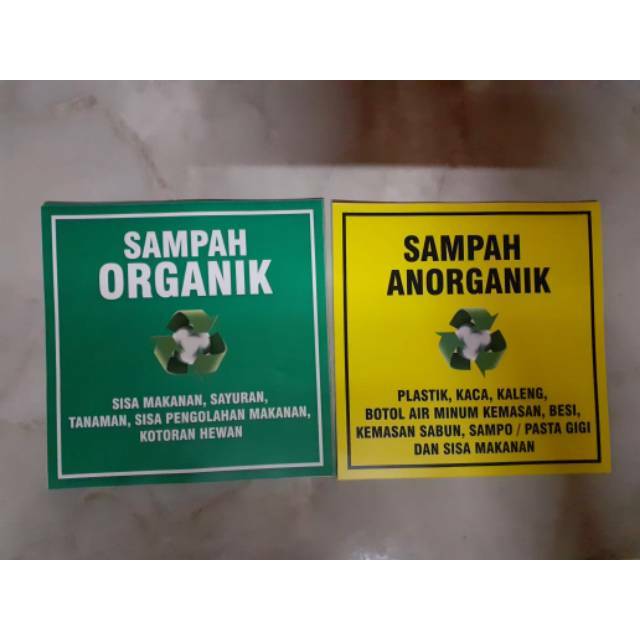 Stiker Sampah Organik Dan Anorganik Minim 10 Lembar