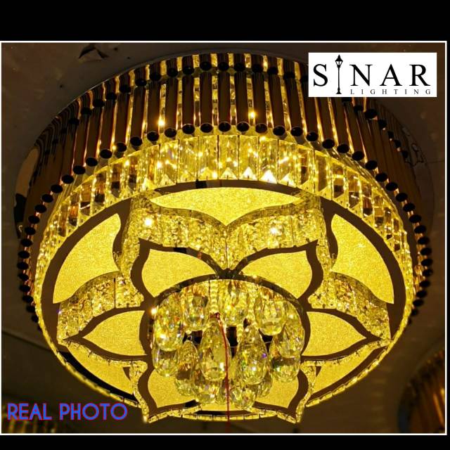 Lampu hias plafon remote kristal LED 5004/60