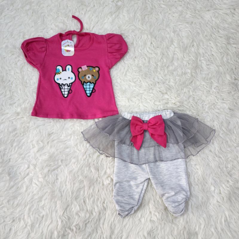 baju bayi perempuan stelan celana tutu jb78