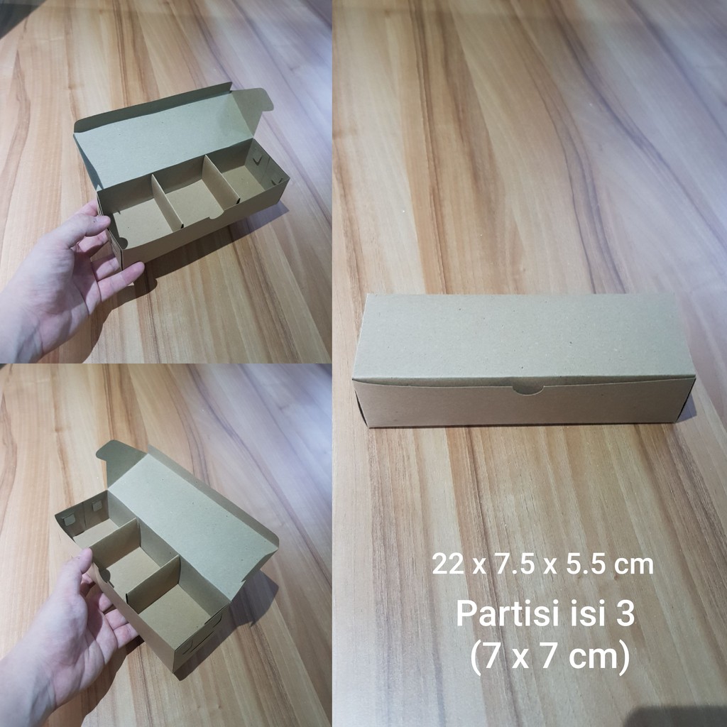 

Dus Warna Cokelat Uk. 22 x 7.5 x 5.5 cm, untuk Eggtart, fruit Tart,dll (HARGA UNTUK 10 PCS DUS)