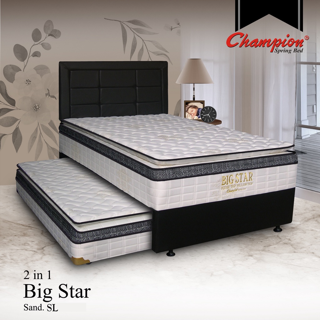 [ FULL SET ] Springbed CHAMPION 2 in 1 BIGSTAR Plushtop + Pillowtop Sandaran SL - Kasur Spring Bed s