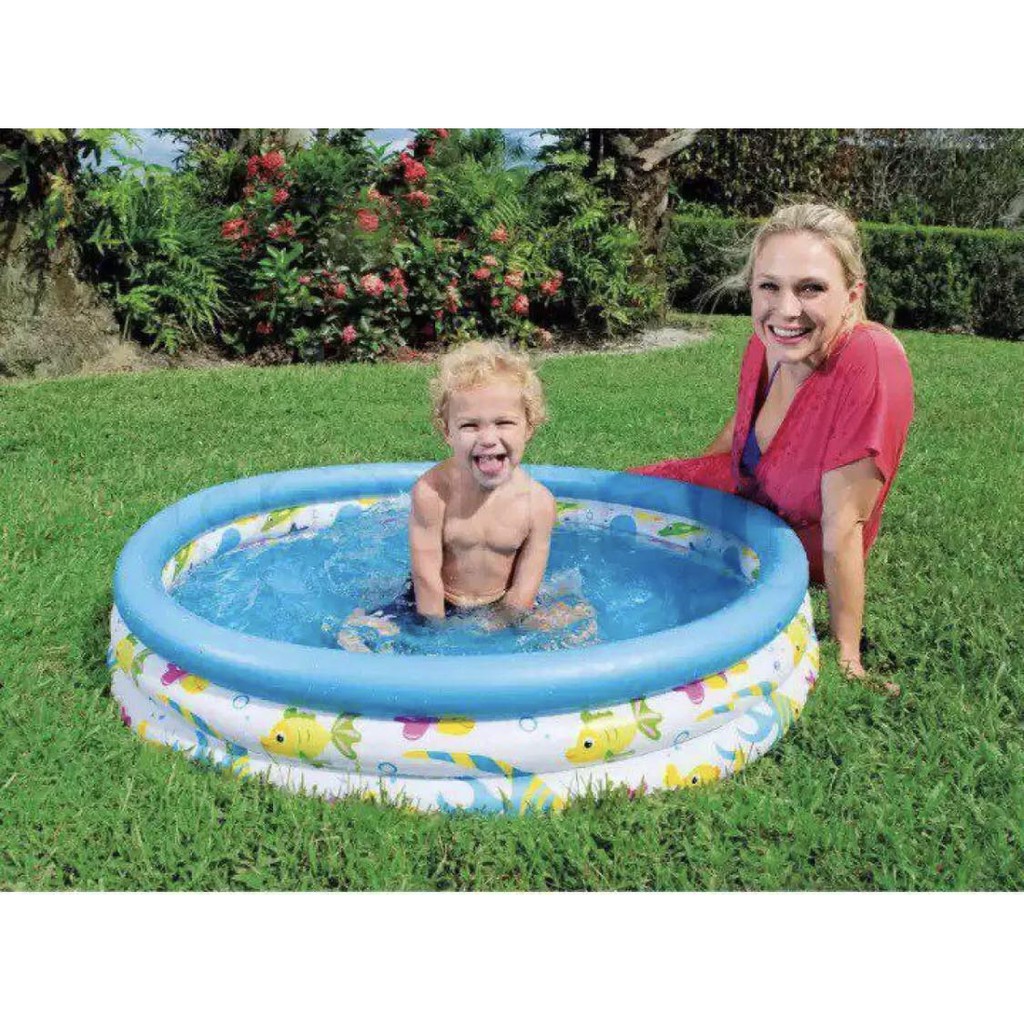 Kolam Renang Karet Anak Ocean Life Pool 102 x 25 cm + Free Pompa Injak