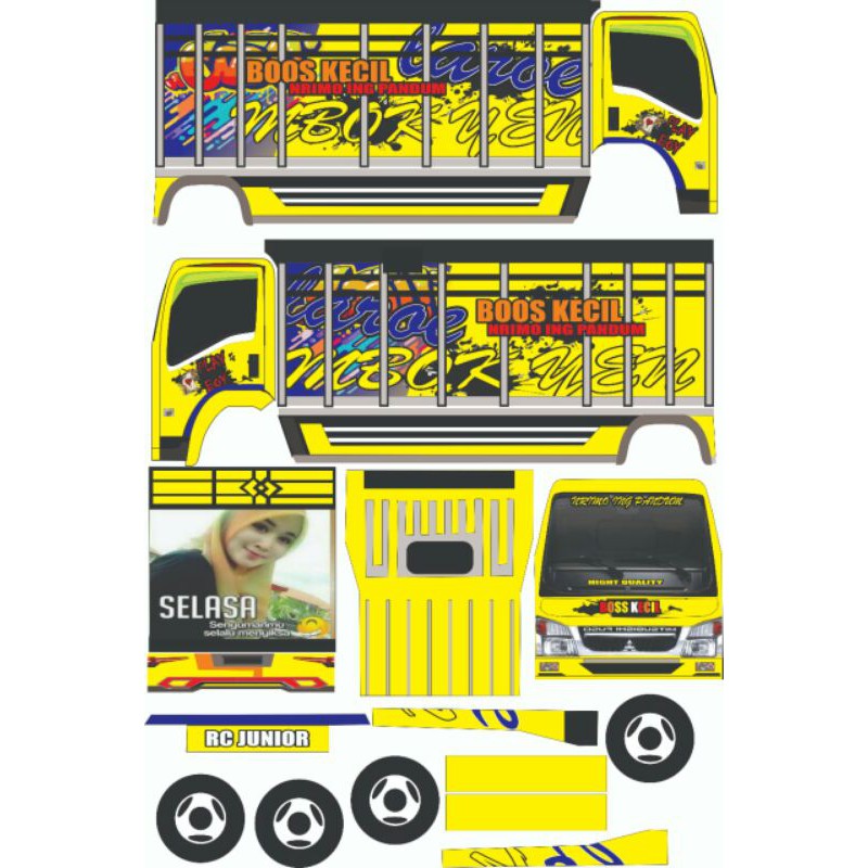  stiker  miniatur truck ukuran 45 papercraft bisa cod 