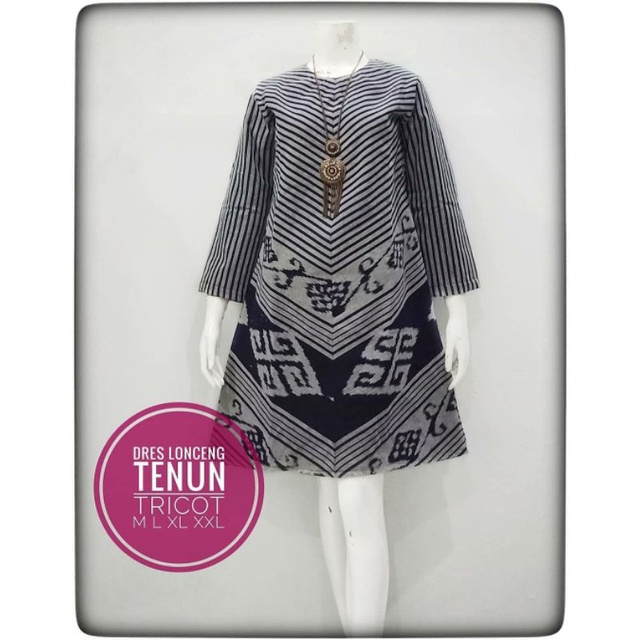 dress furing tricod serong tenun ikat jepara abu navy lurik etnik bajutenunjepara DTB134