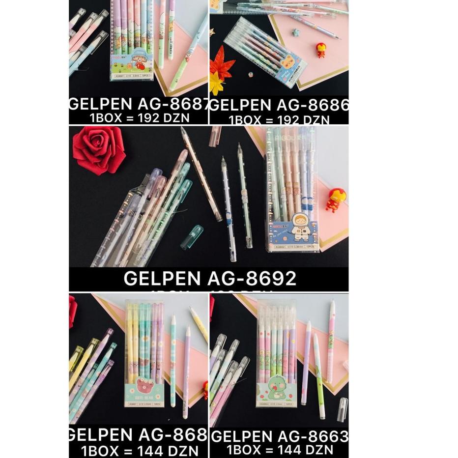 

Sikat abis--12 Pcs/ 1 Lusin Bolpen Pulpen Pena Gel Mika 0,5 mm Ai Gou ANEKA Karakter