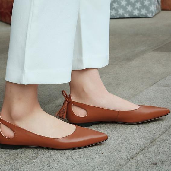 ☻ Sepatuafa - Flat Shoes Wanita Tali Rumbai Belakang DARA ►