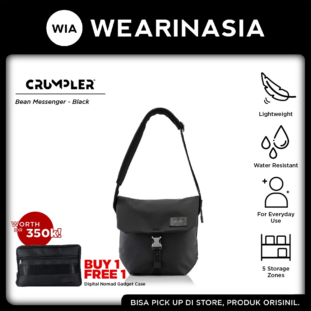 Crumpler Bean Messenger Black Tas Selempang Pria Wanita Original