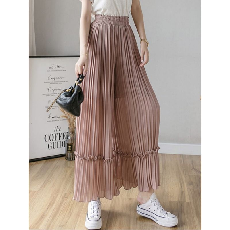 MDLV ~ 1532 LUZZEL WIDE LEG PLEATED PANTS CELANA KULOT CHIFFON CELANA KOREA CELANA PREMIUM IMPORT