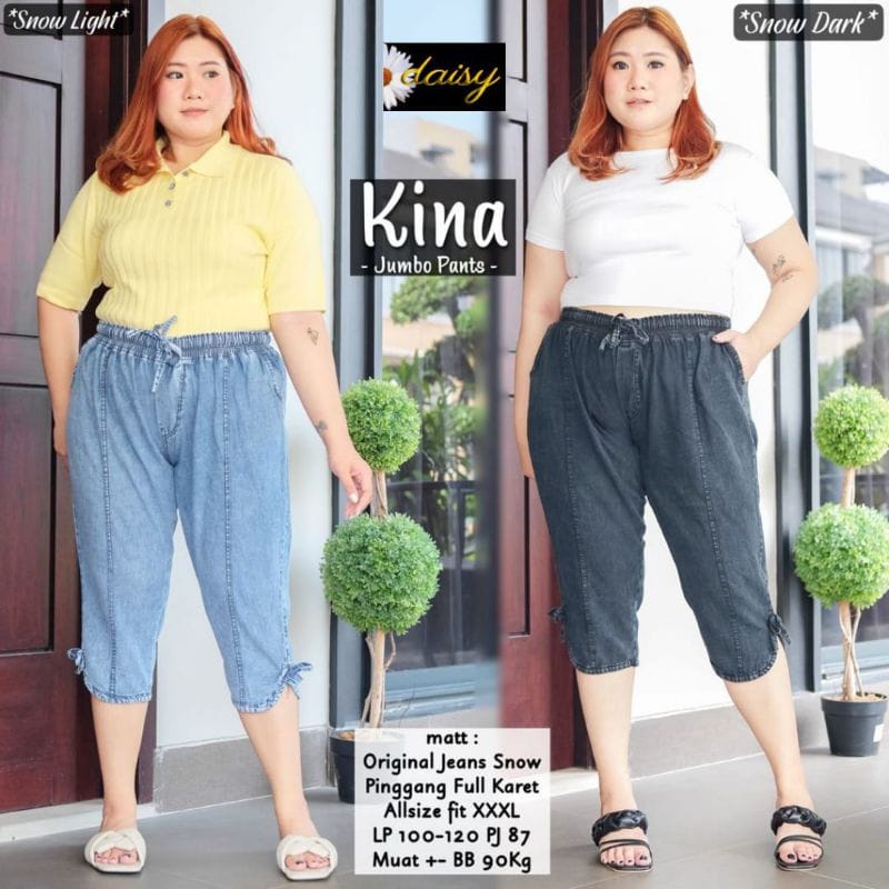 Celana Denim 7/9 Tiya Jumbo dan Super Jumbo . Celana 7/9 Big Size Murah . TIYA JUMBO MURAH (GEMINI PANTS)