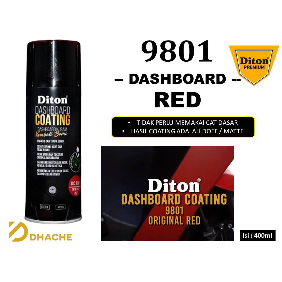 Cat Pilox Diton Premium - DASHBOARD COATING ORIGINAL RED DC 9801Diton Premium Body Kasar / Dashboard Motor Mobil. Tanpa Semir