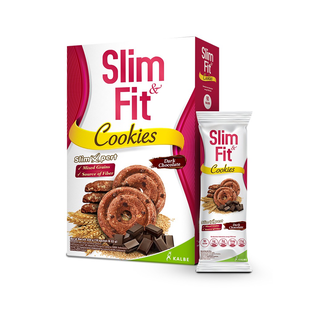 Slim &amp; Fit Cemilan 10 x 22 g / Snack Slim Fit Cookies Chocolate  220 gr