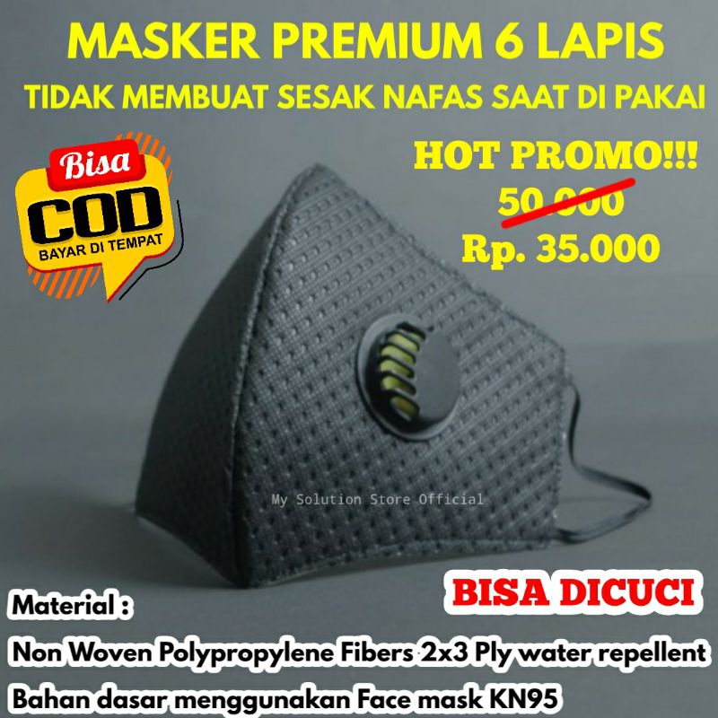 Masker Filter KN95 6 Ply Filter Respirator Premium 6 Lapis Bisa Di Cuci dan Anti Pengap